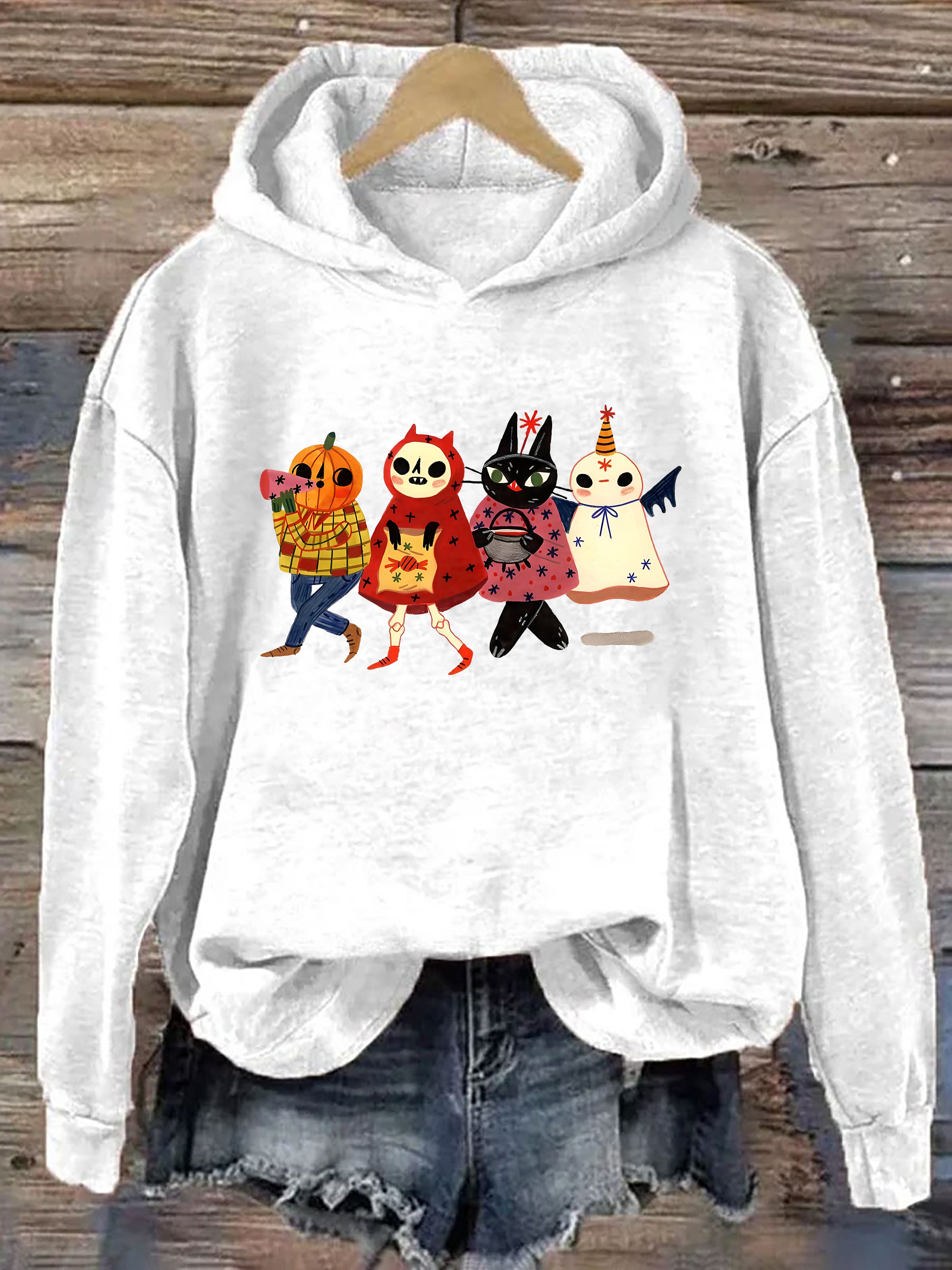 Halloween Cute Cat Ghost Hoodie
