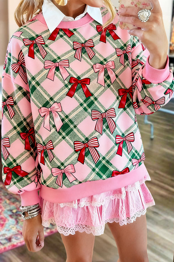 Christmas Plaid Bow Sweatshirt