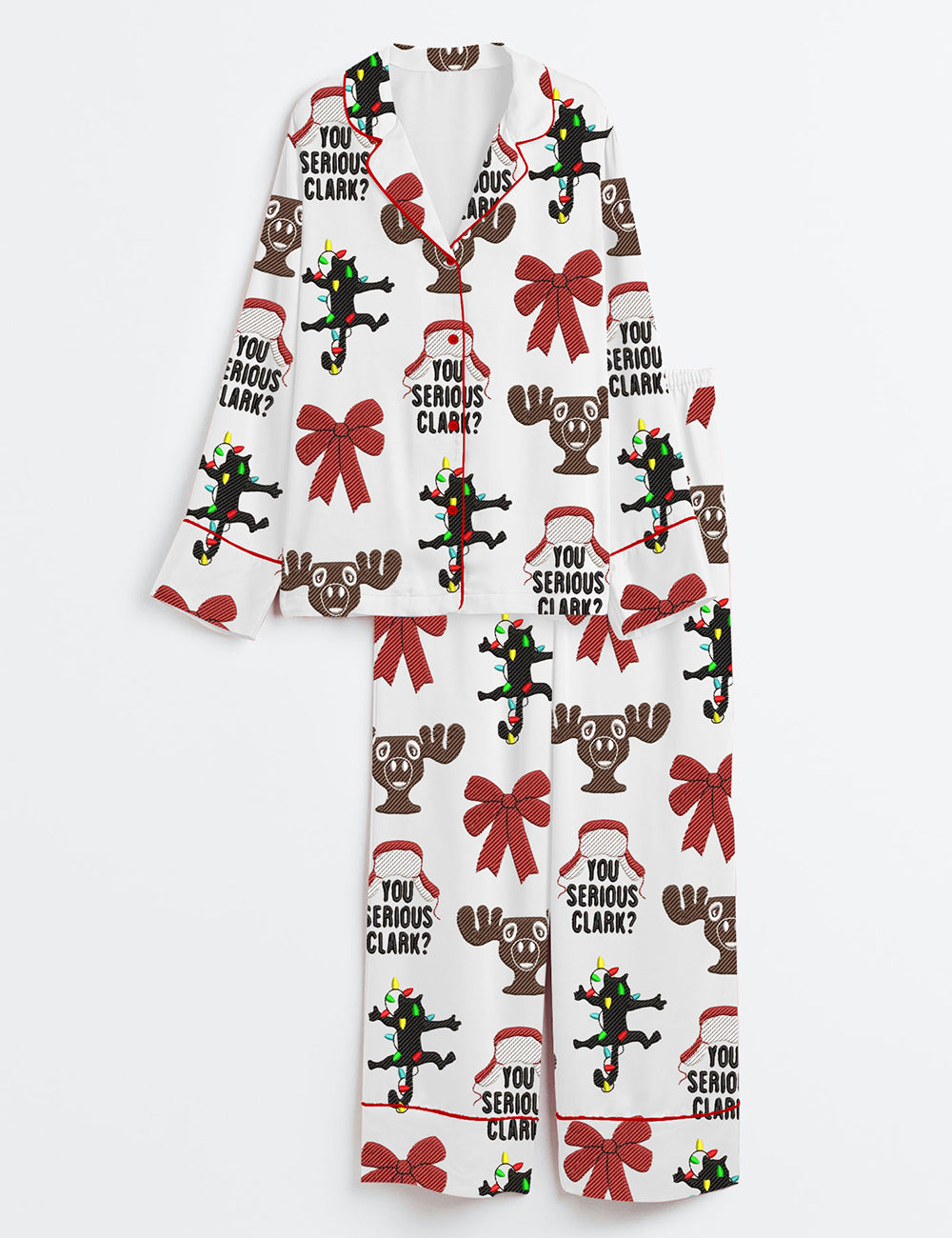 Christmas You Serious Clark Vacation Long Sleeve Satin Pajama Set