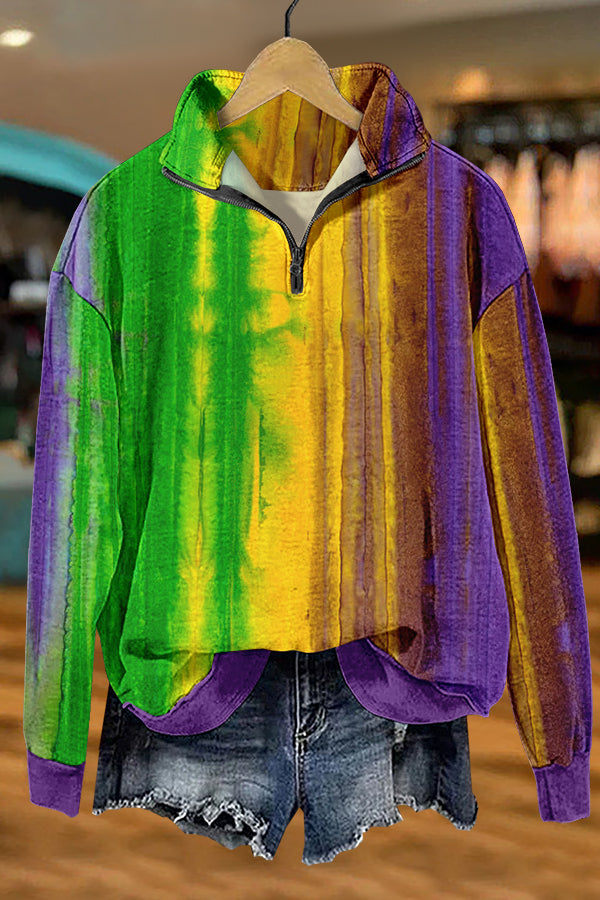 Chic Mardi Gras Print Sweatshirt