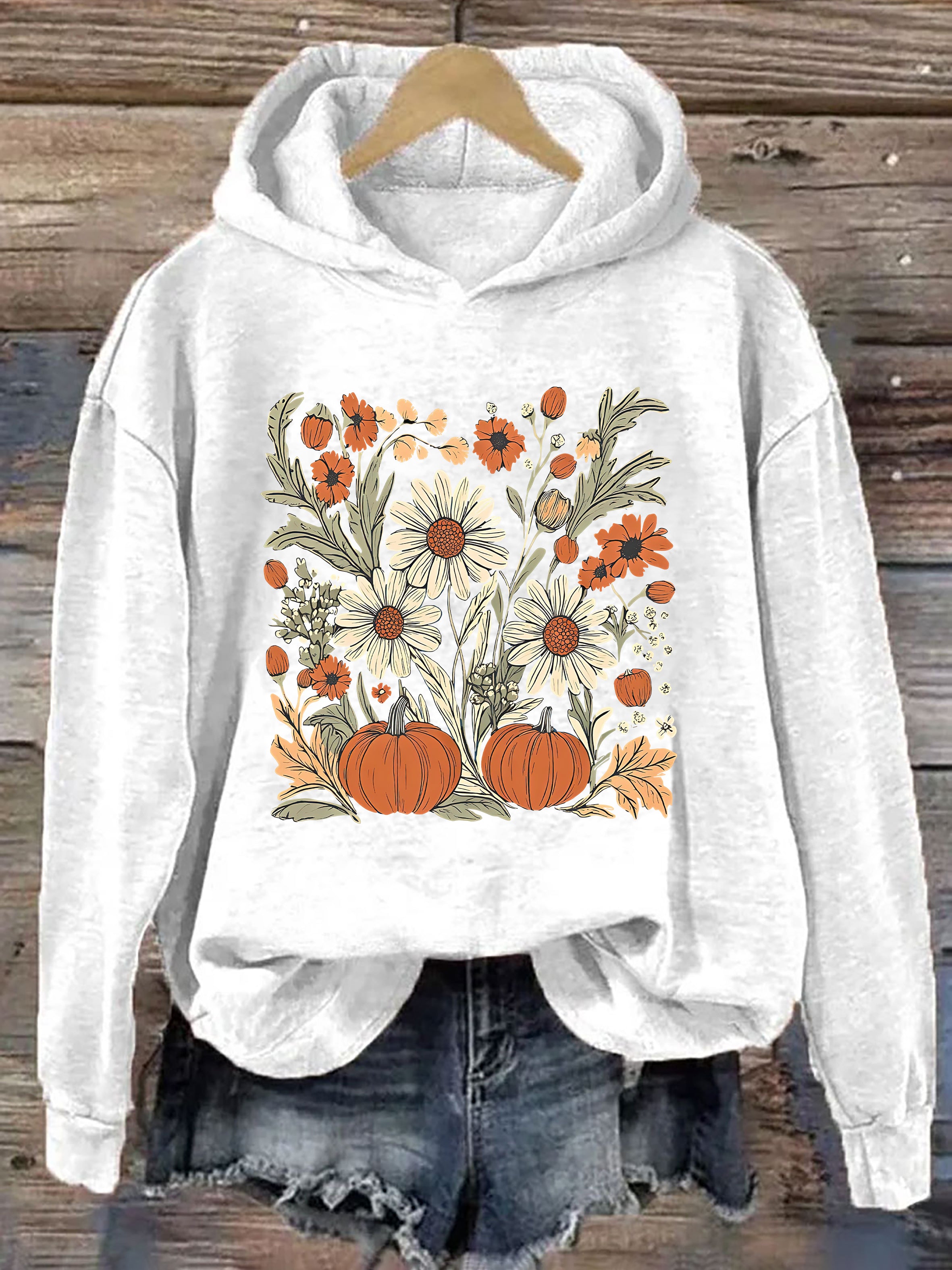 Boho Fall Floral Pumpkin Hoodie