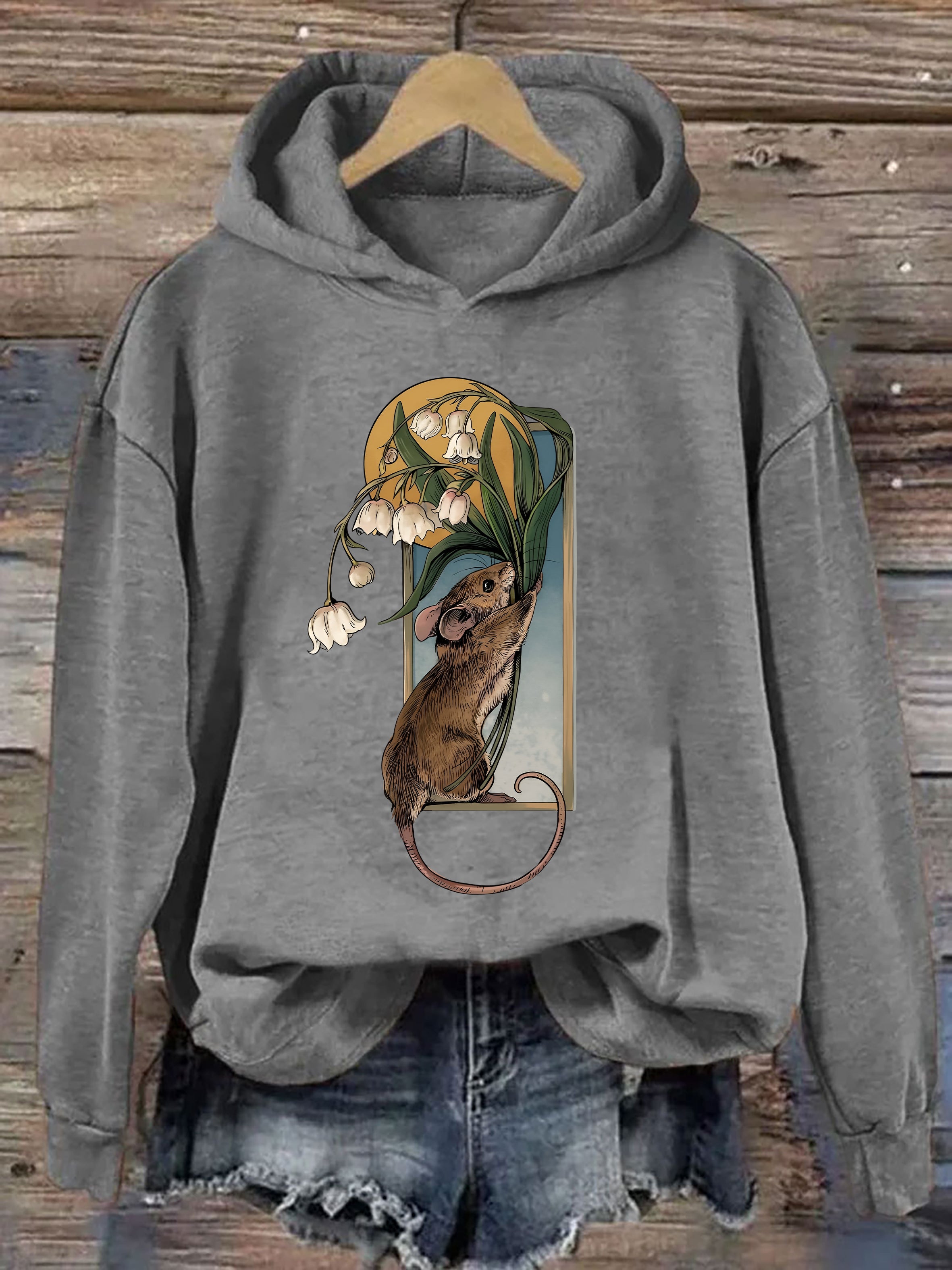 Cute Mouse And Lily Of The Valley Hoodie