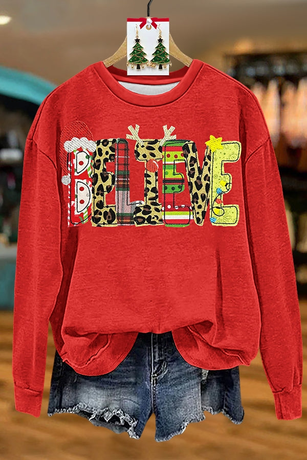 Christmas Believe Red And Green Sweatshirt