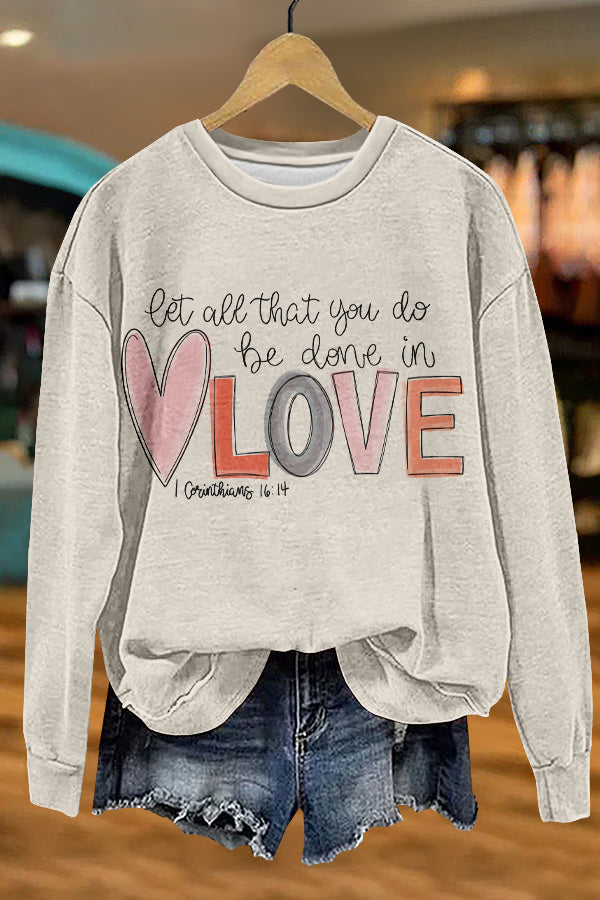 Cute Valentine's Day Print Sweatshirt