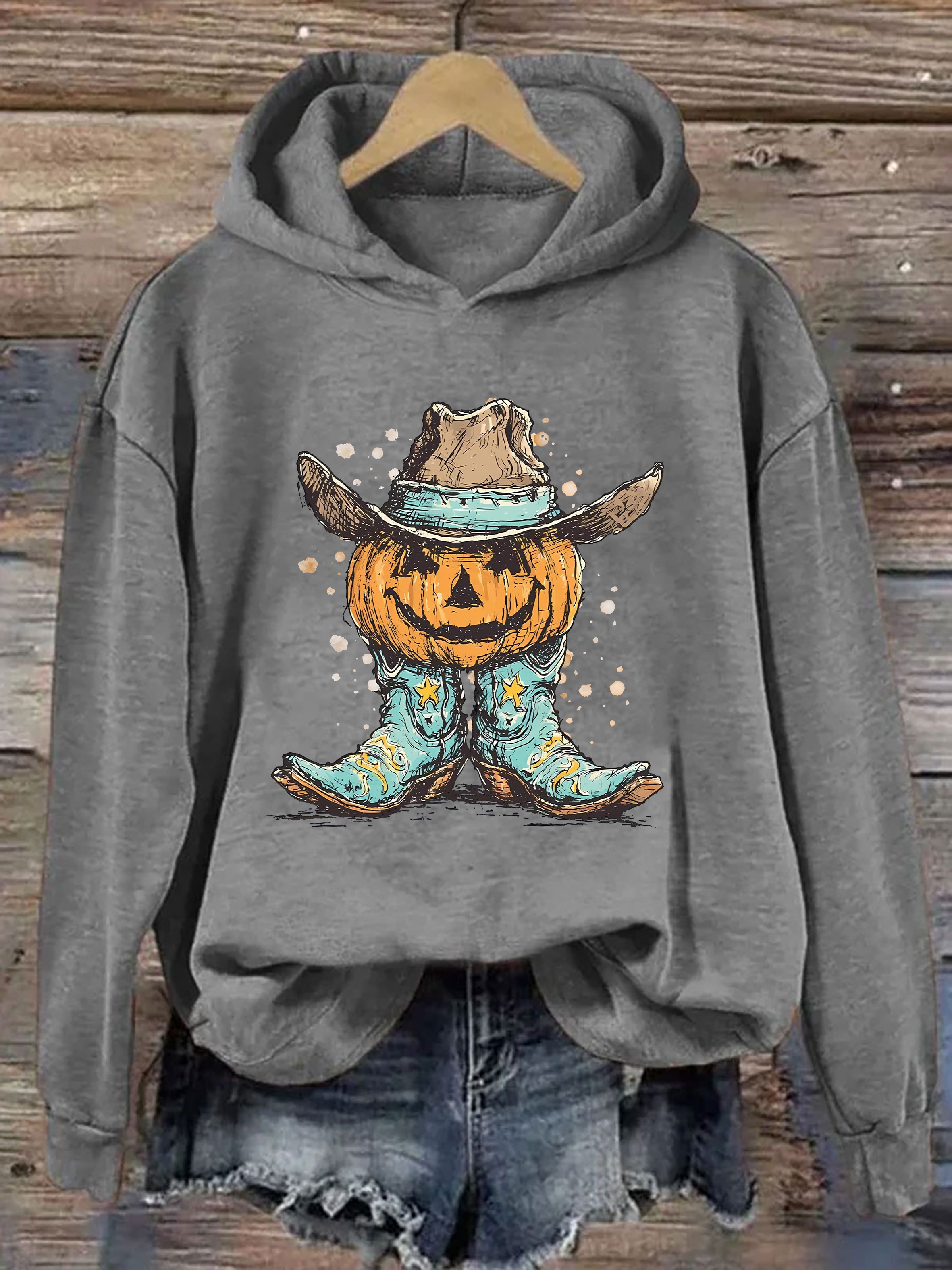Western Pumpkin Boots Hoodie