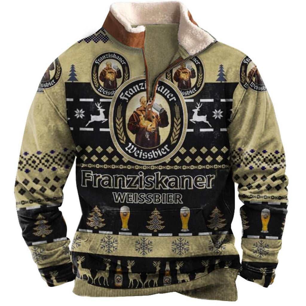 Franziskaner Weissbier 1/4 Zip Stand Collar Fleece Sweatshirt