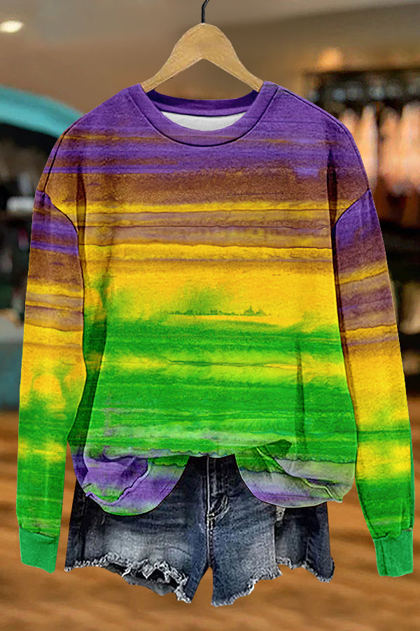 Chic Mardi Gras Print Sweatshirt