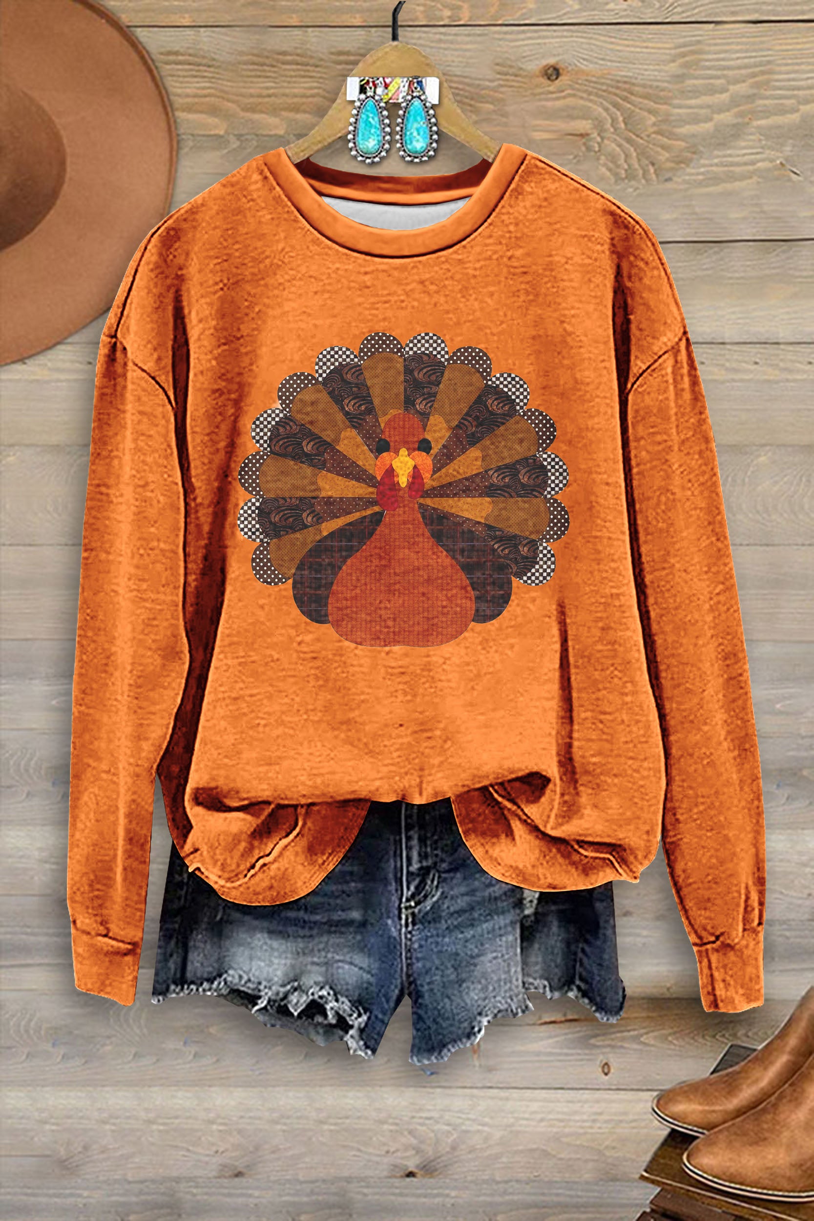 Thanksgiving Turkey Print Sweatshirt