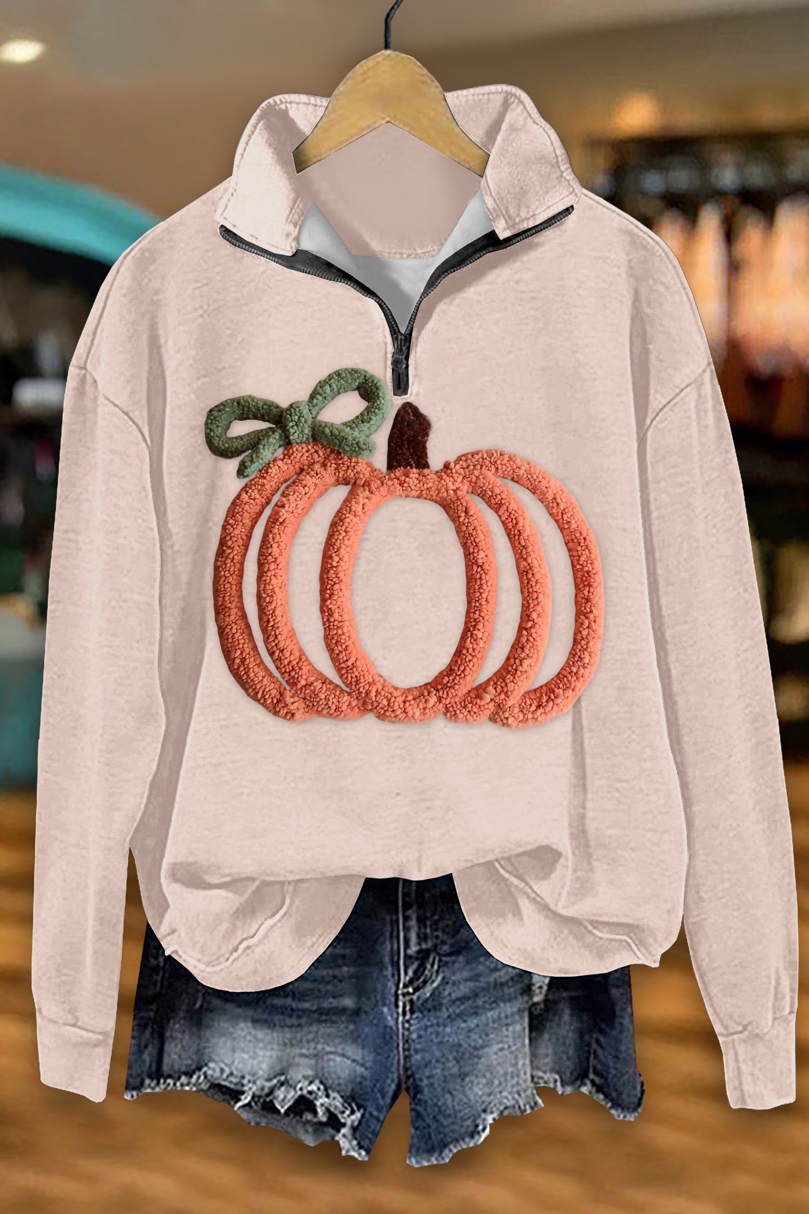 Halloween Pumpkin Zip-Up Sweatshirt