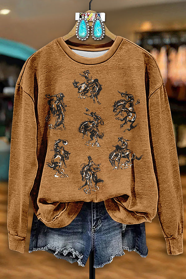 Vintage Western Rodeo Print Sweatshirt