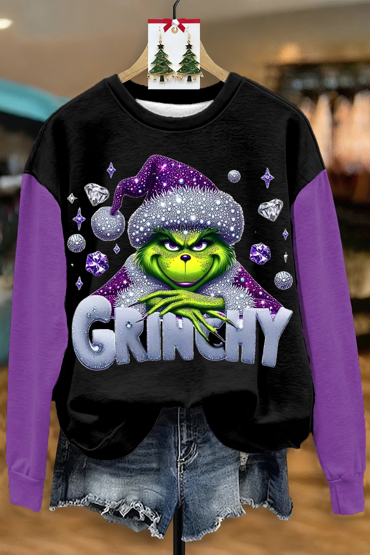 CHRISTMAS MONSTER GEM CREW NECK SWEATSHIRT