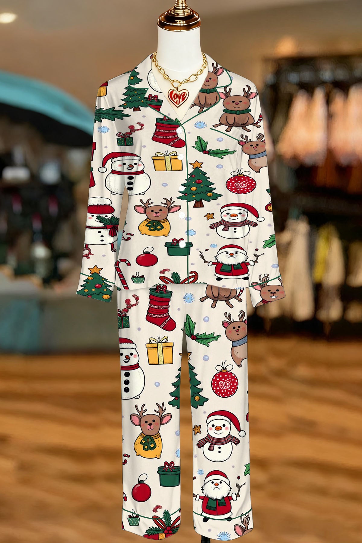 CUTE CHRISTMAS CARTOON TWO-PIECE SET