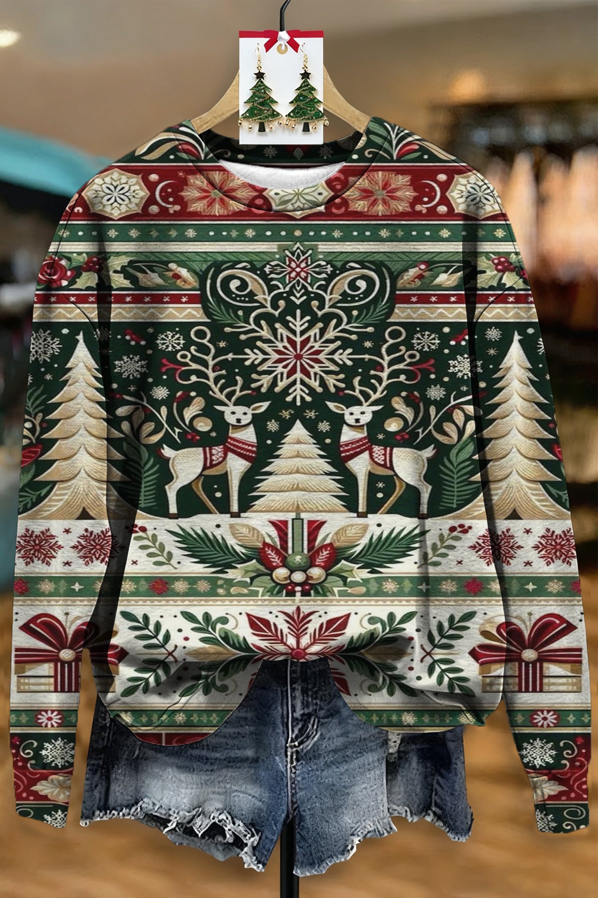 RETRO CHRISTMAS CREW NECK SWEATSHIRT