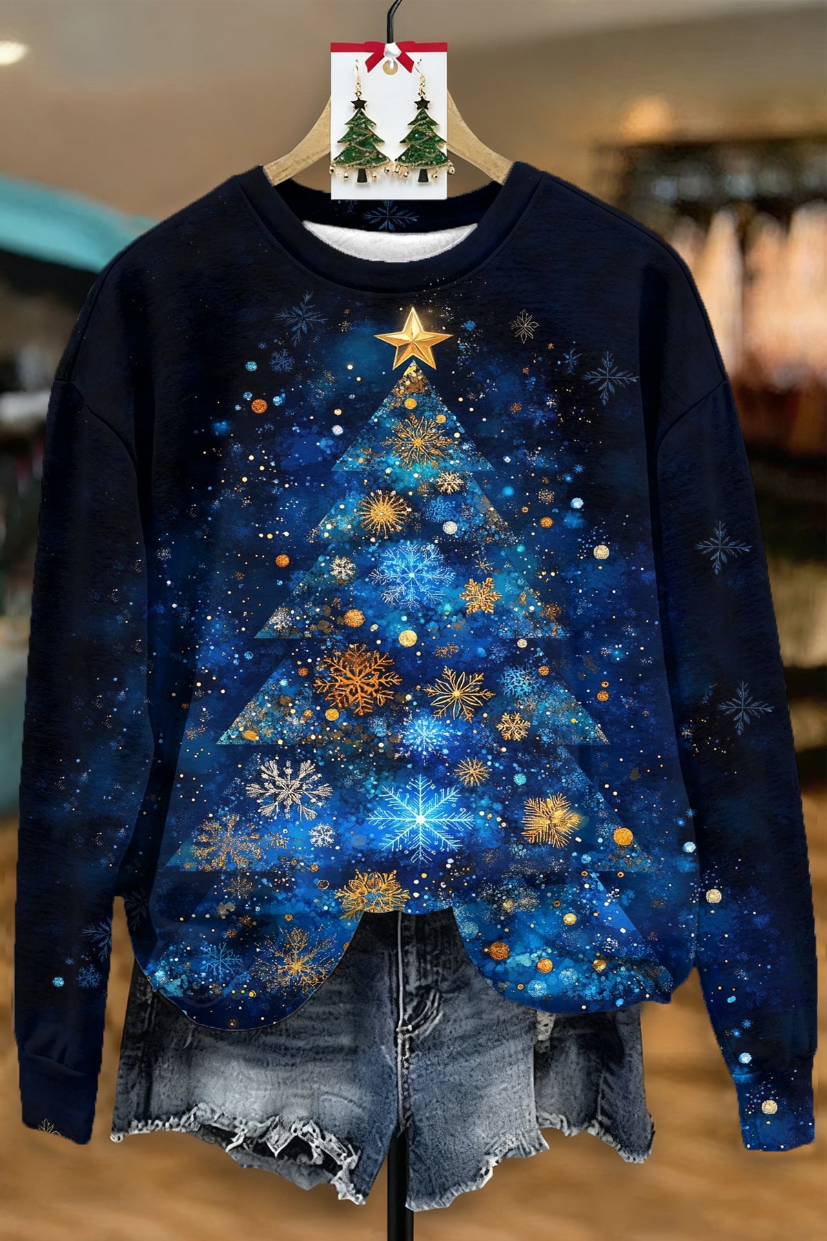 RETRO CHRISTMAS TREE CREW NECK SWEATSHIRT