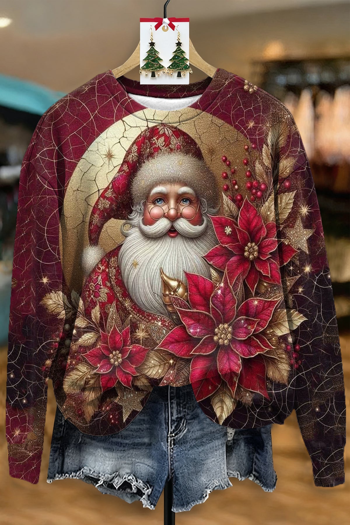 SANTA CLAUS RETRO CREW NECK SWEATSHIRT