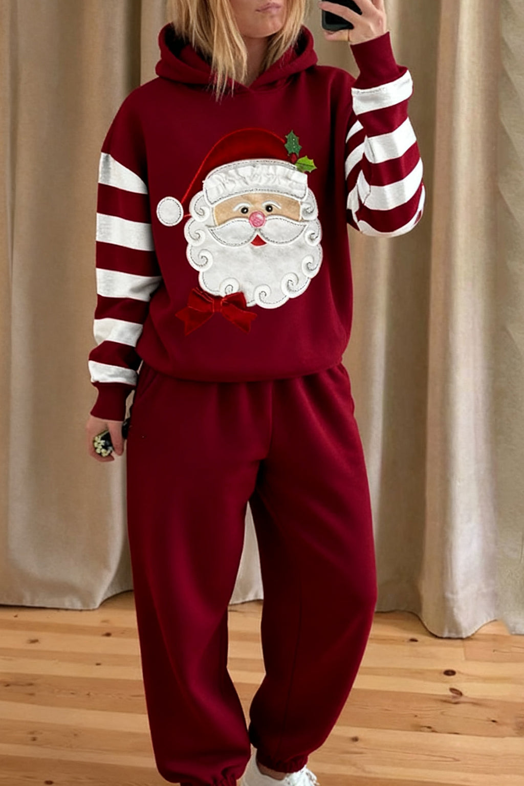 SANTA CLAUS CUTE HOODED SWEATSHIRT SET
