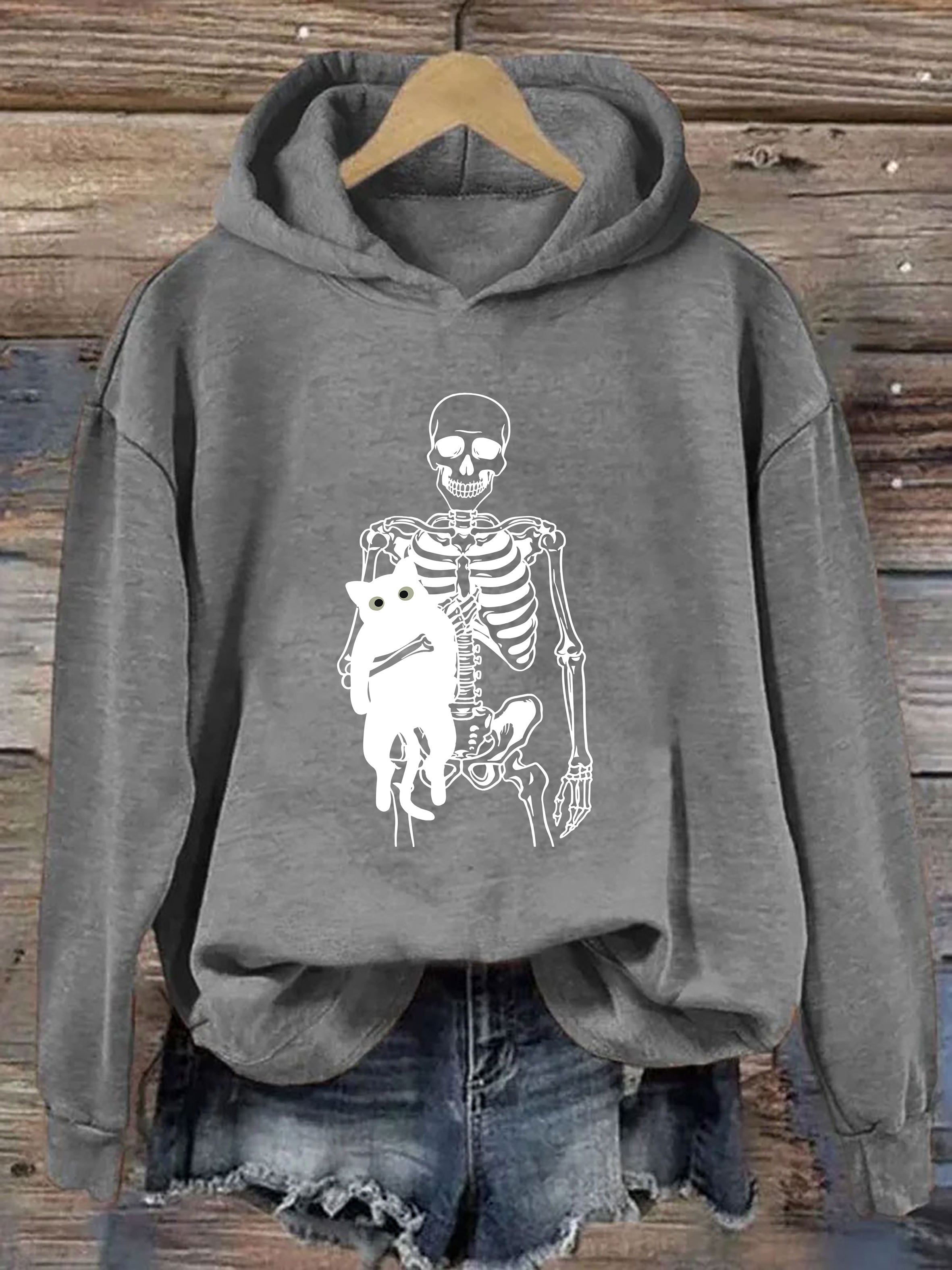 Skeleton And Cat Hoodie