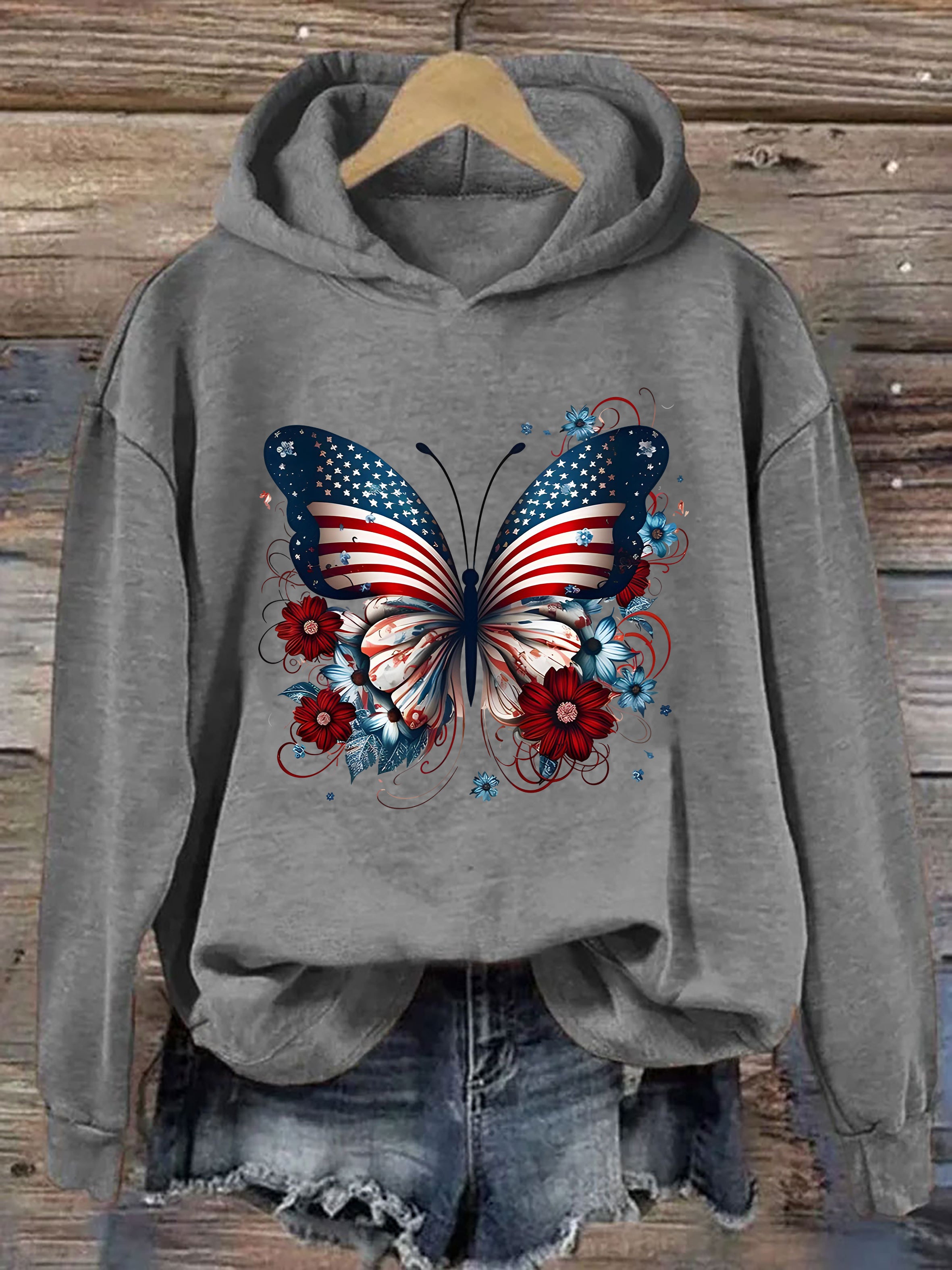 American Flag Butterfly Hoodie