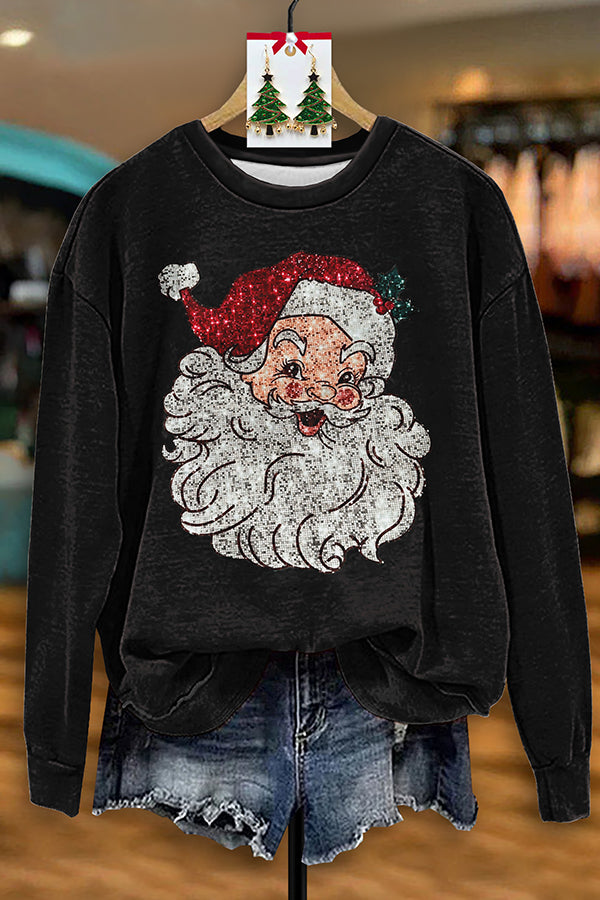 Shiny Santa Claus Sequin Print Sweatshirt