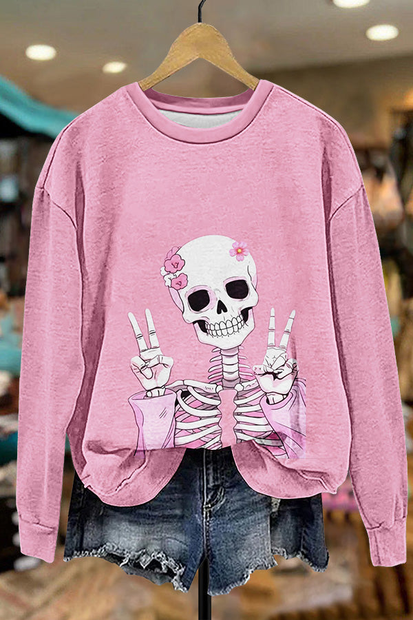 Halloween Cute Flower Skull Sweatshirt