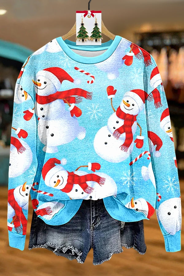 Christmas Snowman Candy Cane Sweatshirt