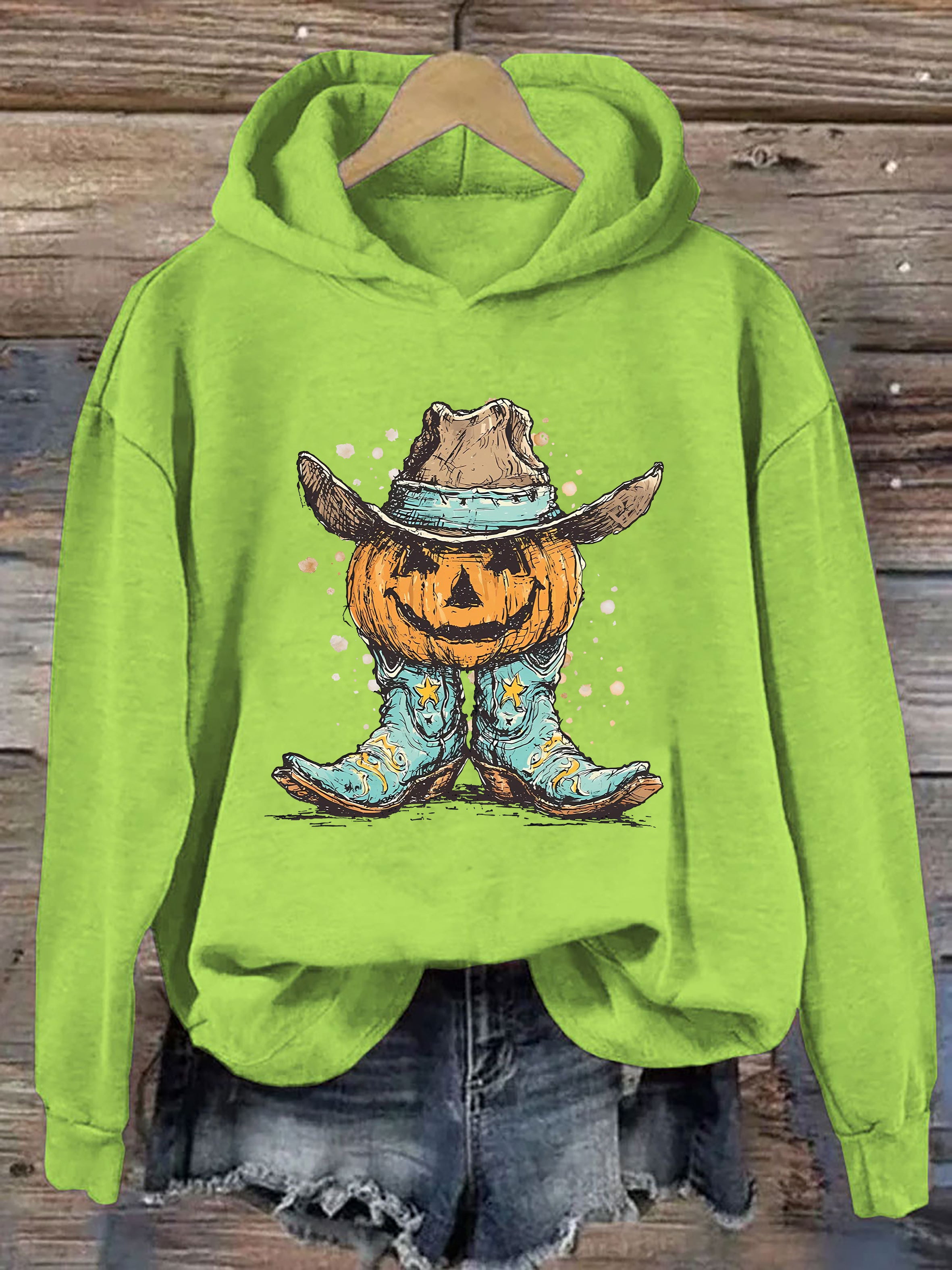 Western Pumpkin Boots Hoodie