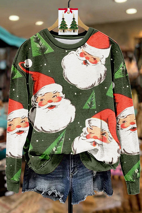 Vintage Christmas Santa Claus Tree Sweatshirt