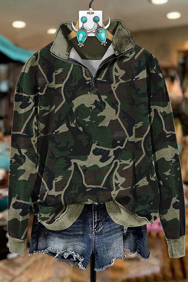 Dog Camouflage Jungle Zip Sweatshirt