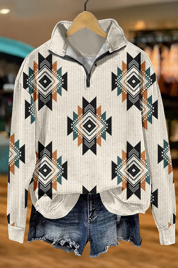 Retro Western Aztec Print Sweatshirt