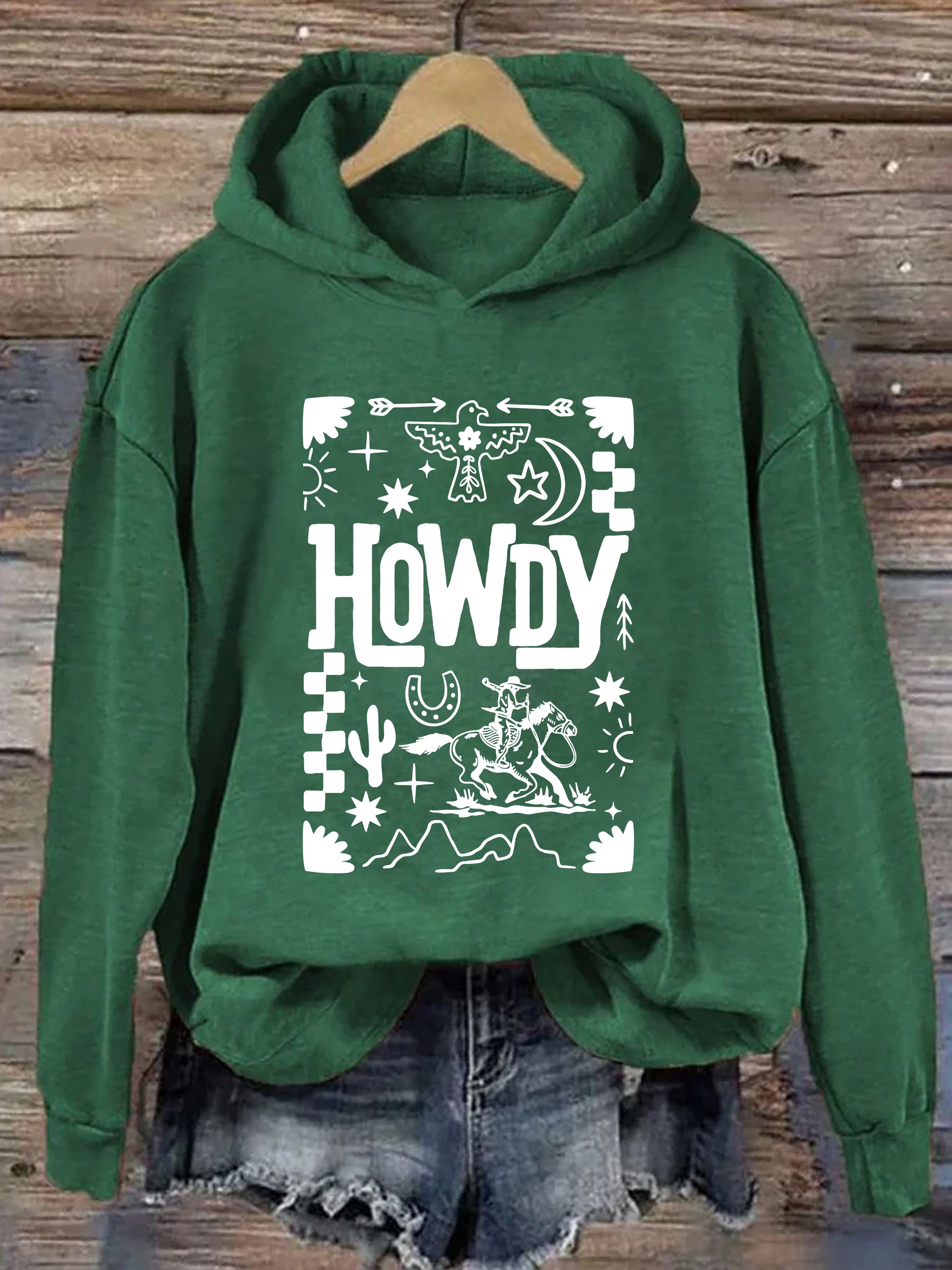 Howdy Cowboy Retro Floral Western Hoodie