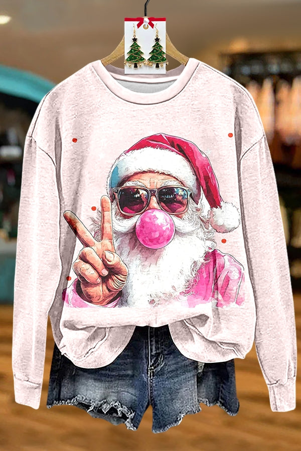 Funny Santa Claus Blowing Bubble Gum Sweatshirt