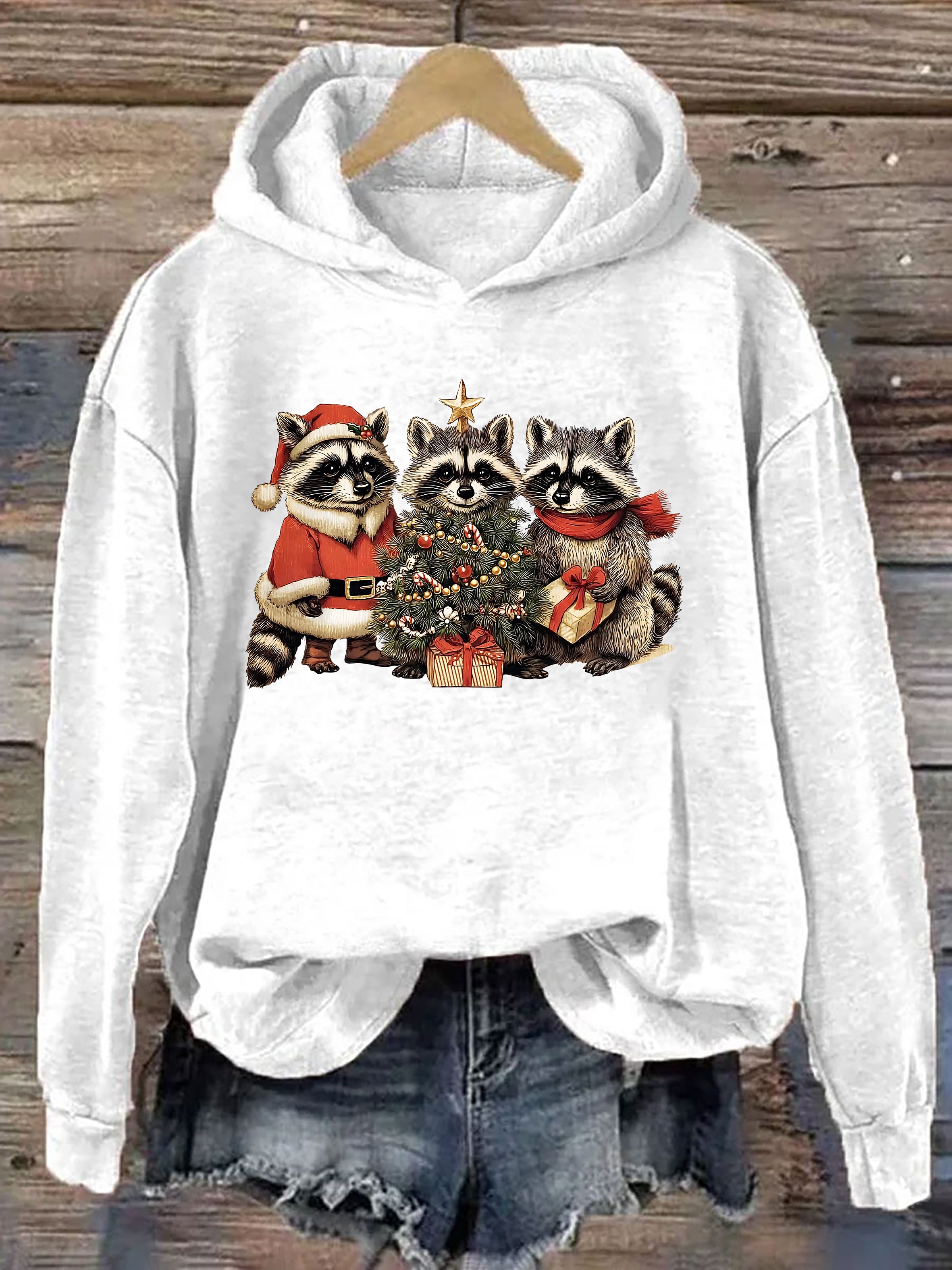 Christmas Santa Raccoons Hoodie