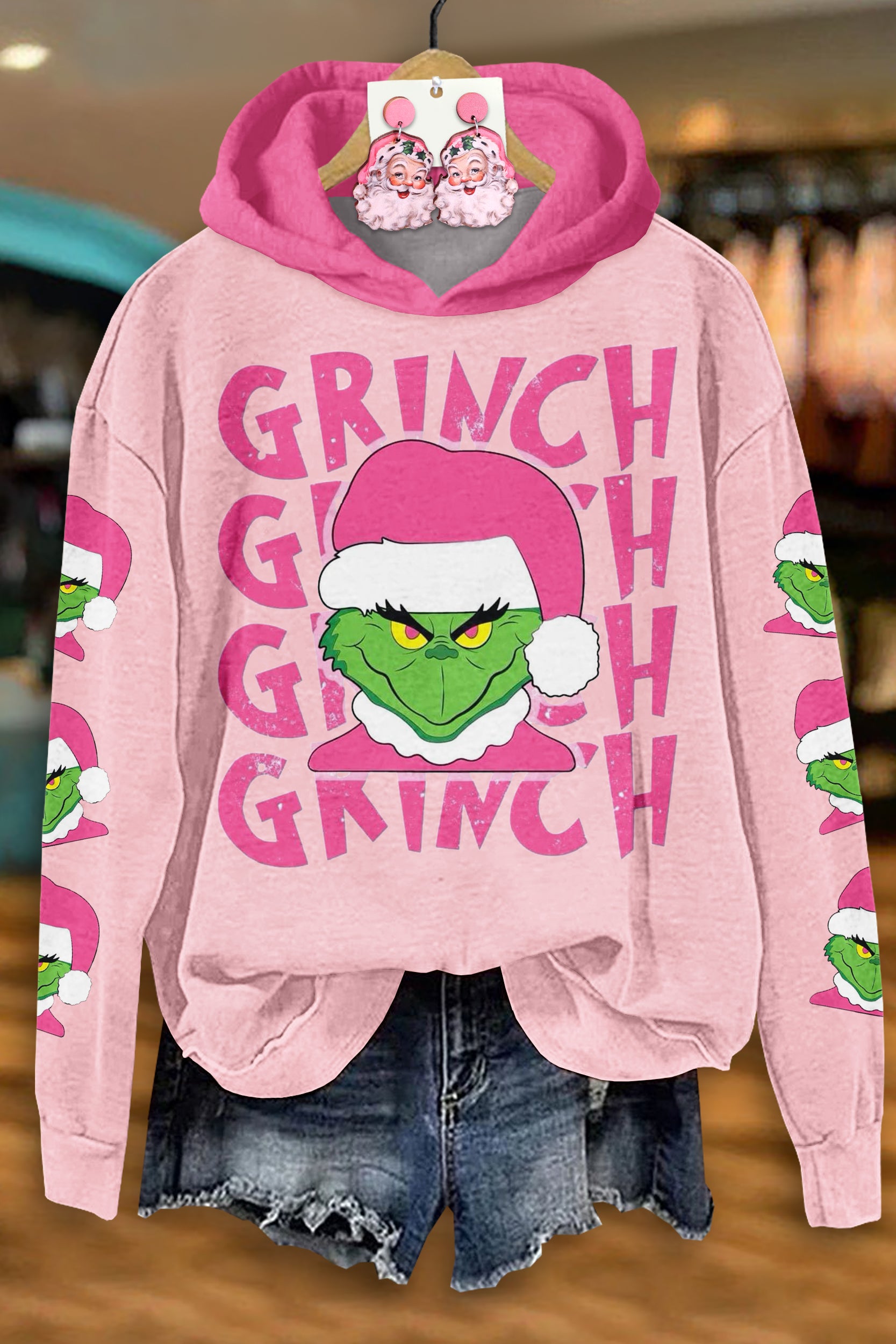 Sweet Christmas Green Print Hoodie