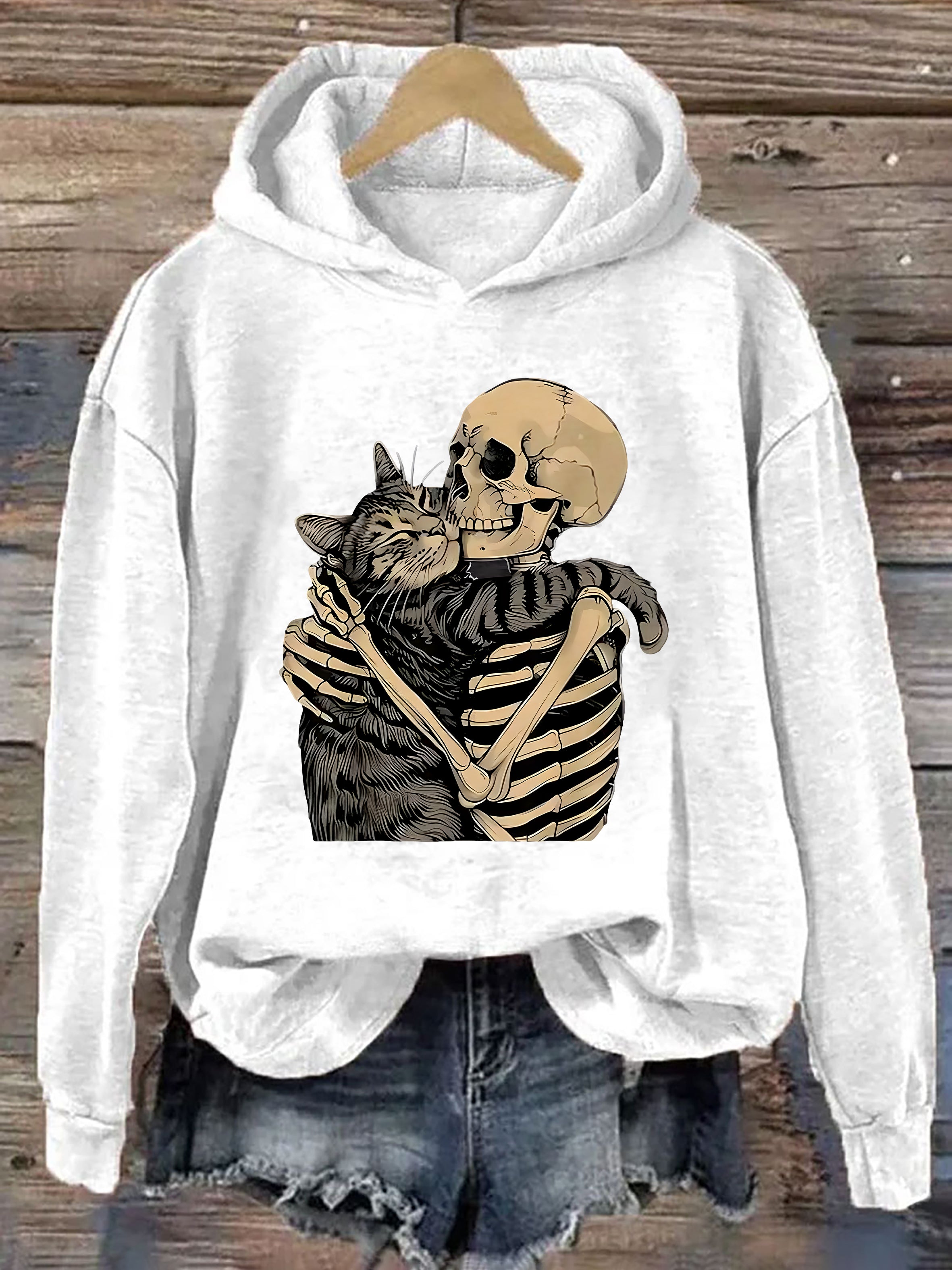 Halloween Skeleton Cat Hoodie
