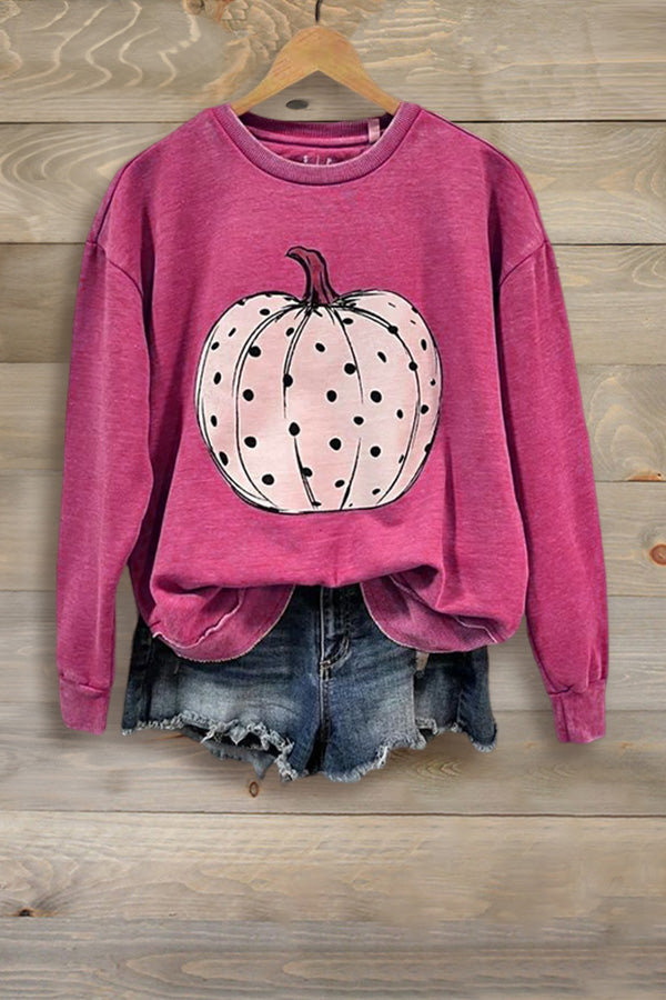 Casual Pumpkin Print Sweatshirt