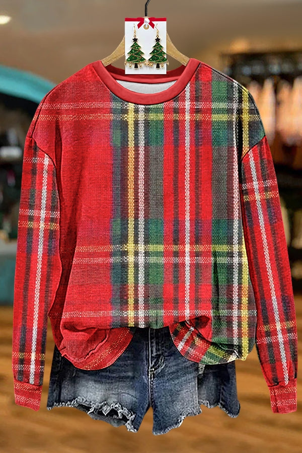 Classic Christmas Red And Green Plaid Sweatshirt