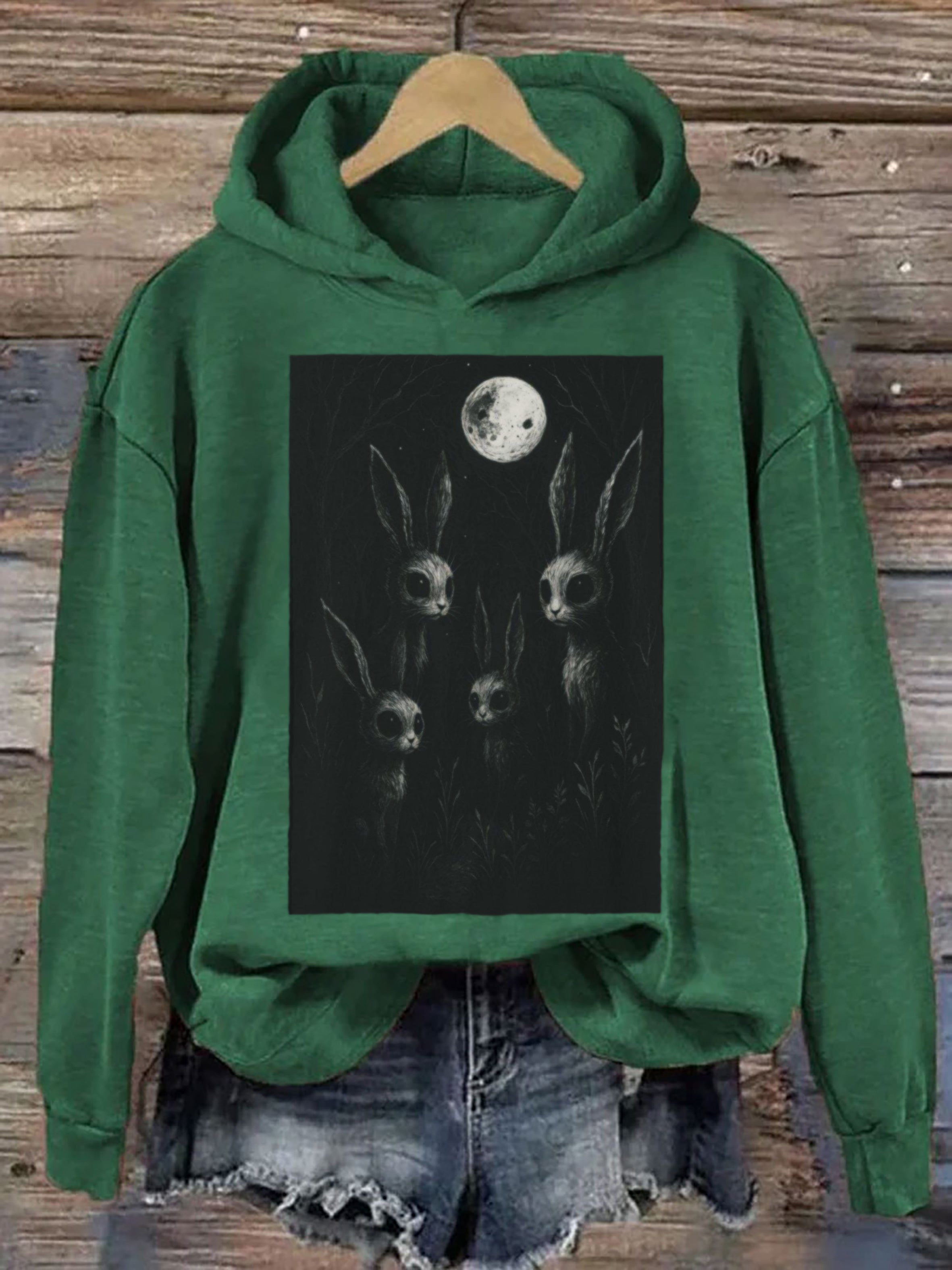 Creepy Bunny Forestcore Gothic Animal Hoodie