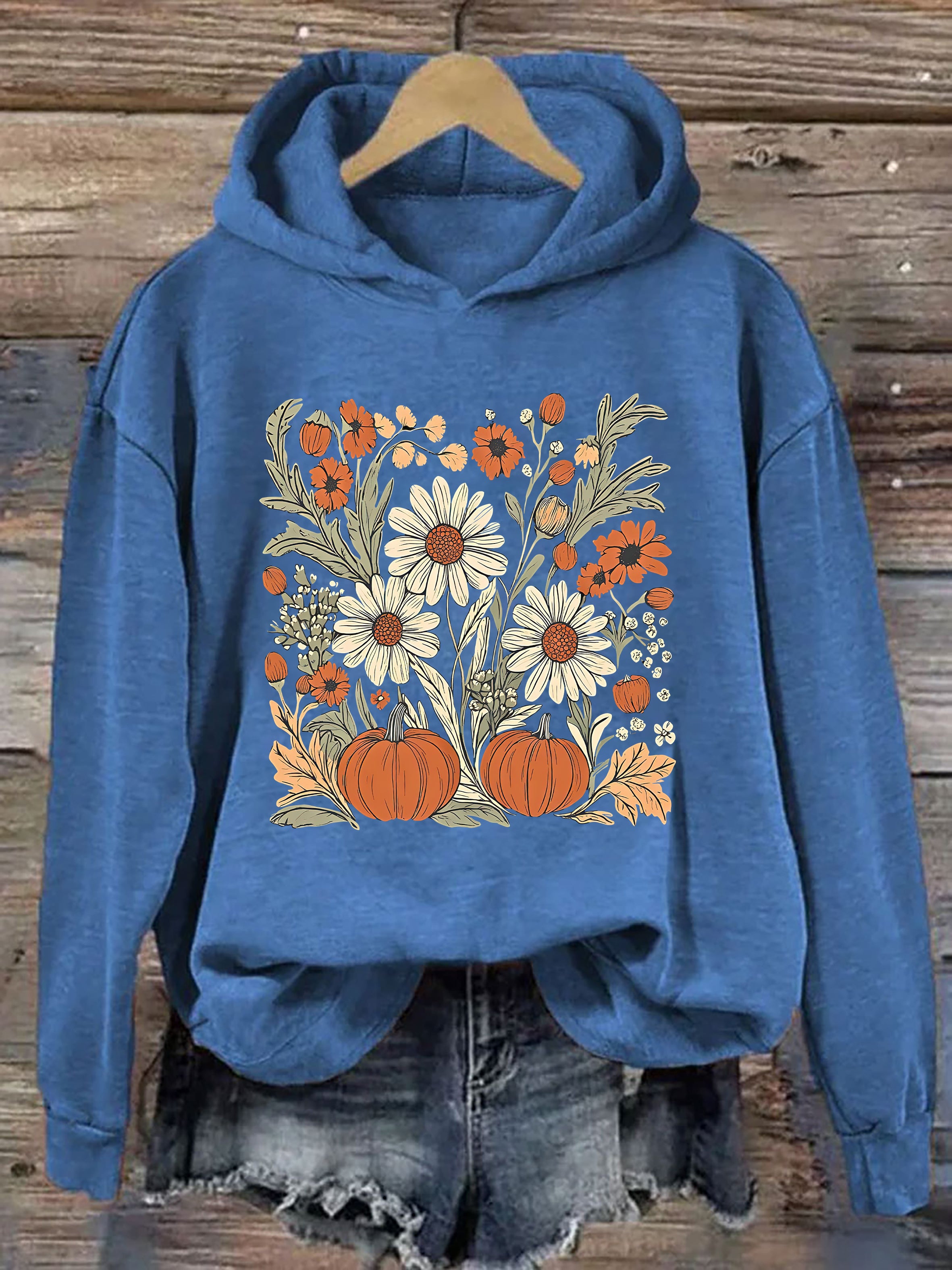 Boho Fall Floral Pumpkin Hoodie