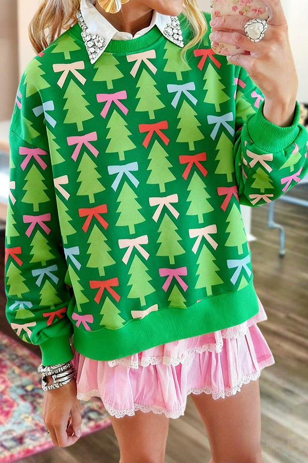 Cute Christmas Tree Bow Sweatshirt