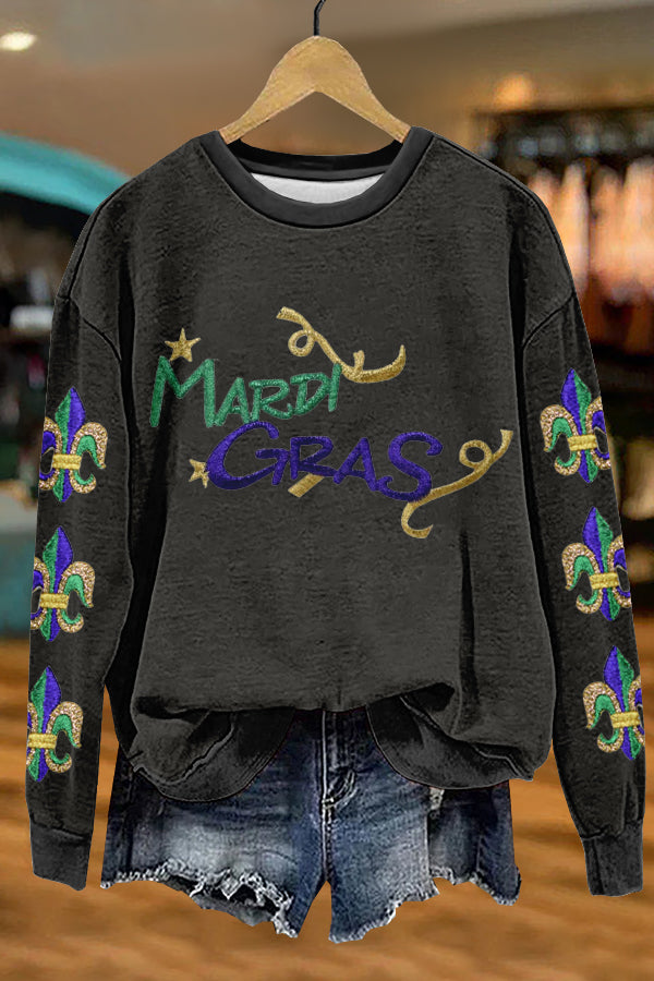 Unique Mardi Gras Print Sweatshirt