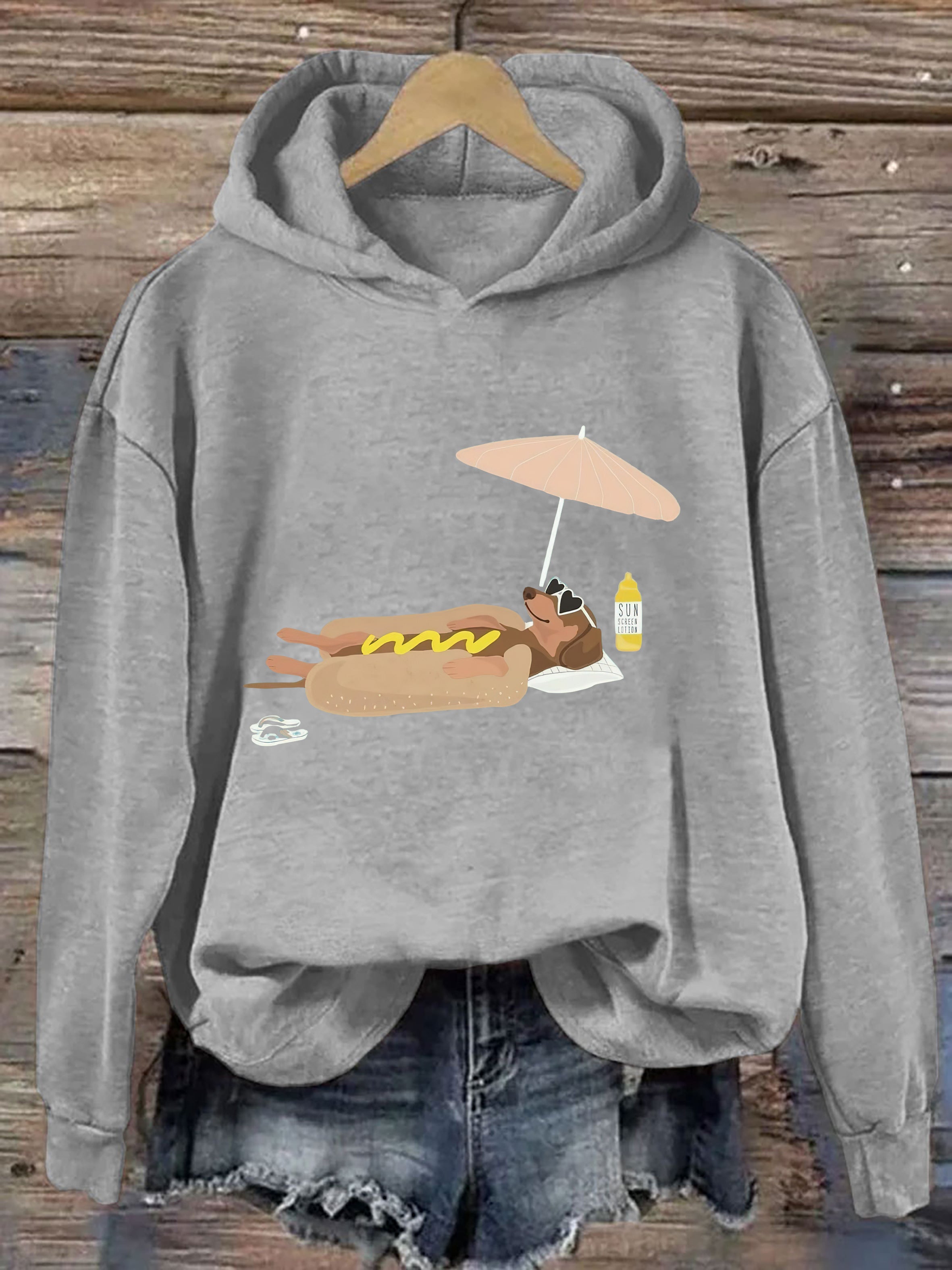Dog Lounging by Hot Dog  Hoodie