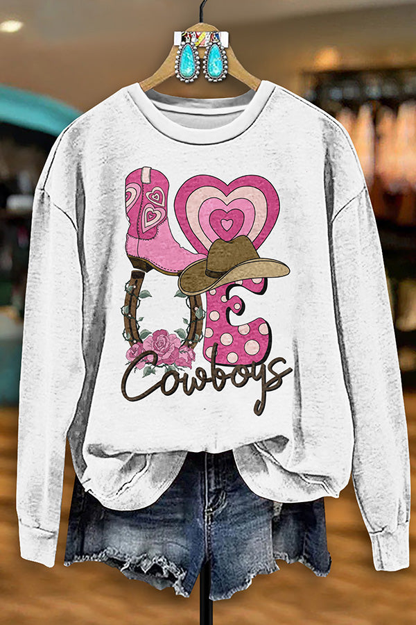 Vintage Western Valentine's Day Print Sweatshirt
