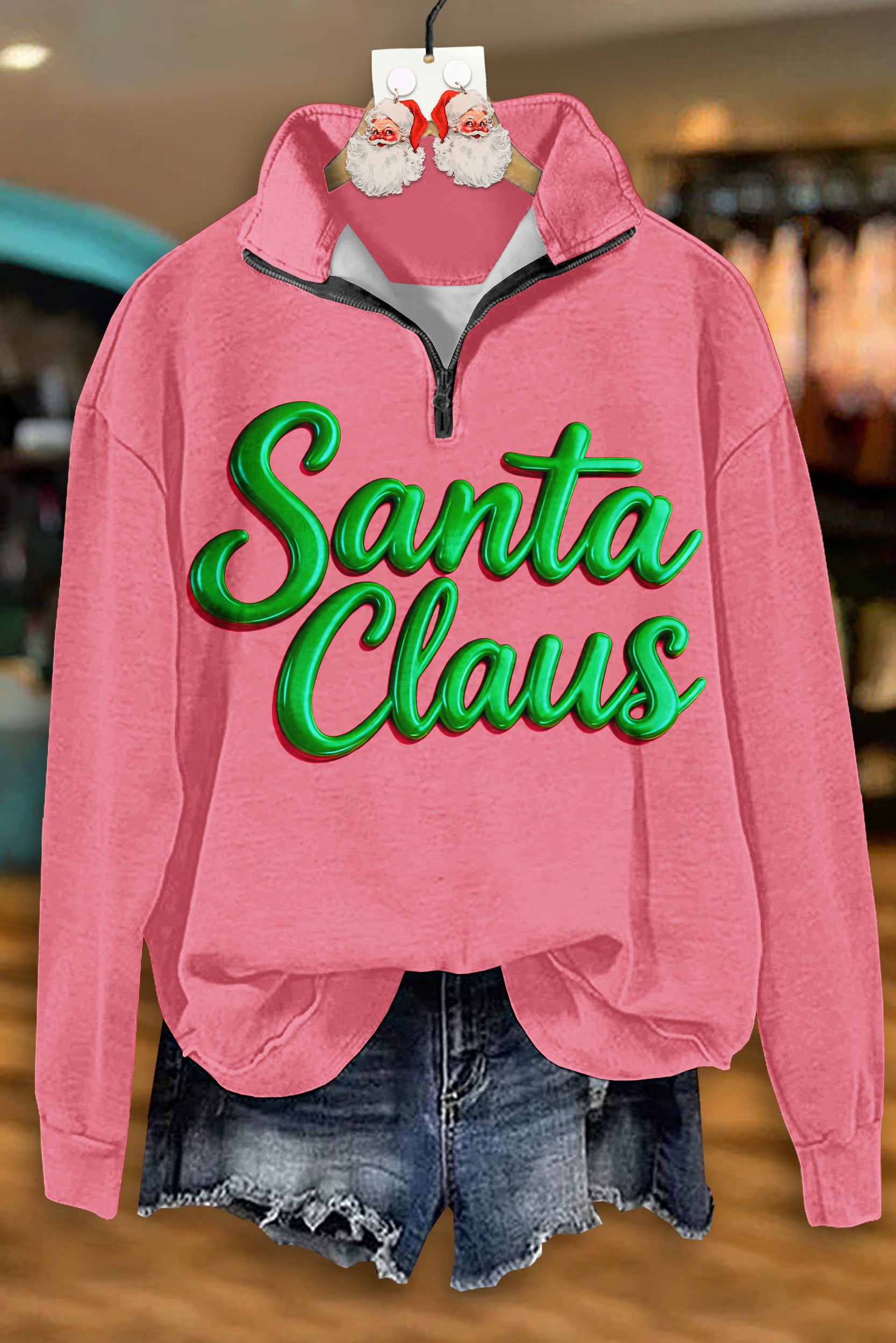 Christmas Santa Claus Zip-Up Sweatshirt