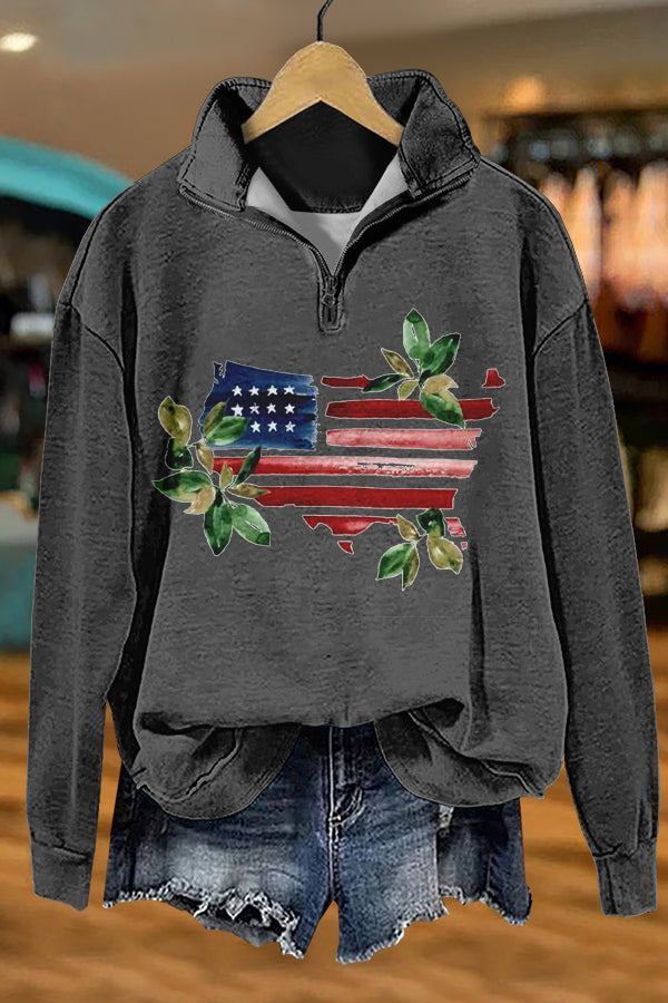 Classic Patriotic Day Print Sweatshirt