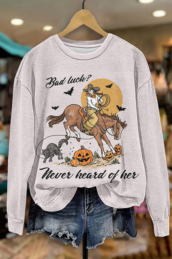 Halloween Western Cowgirl Pumpkin Sweatshirt