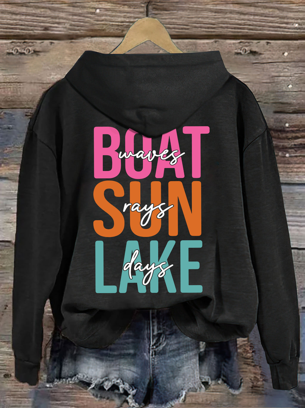Boat Waves Sun Rays Lake Days Hoodie