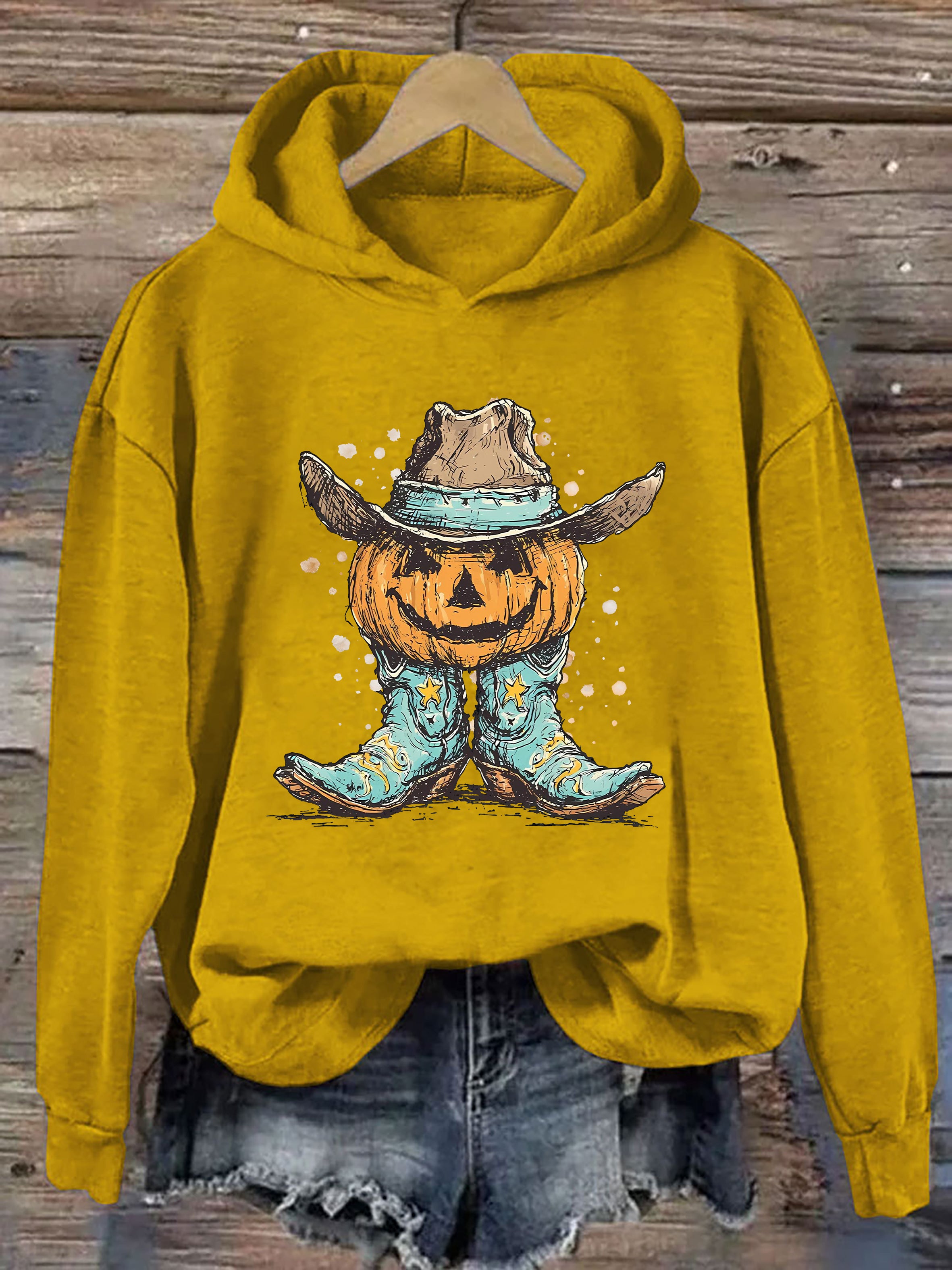Western Pumpkin Boots Hoodie
