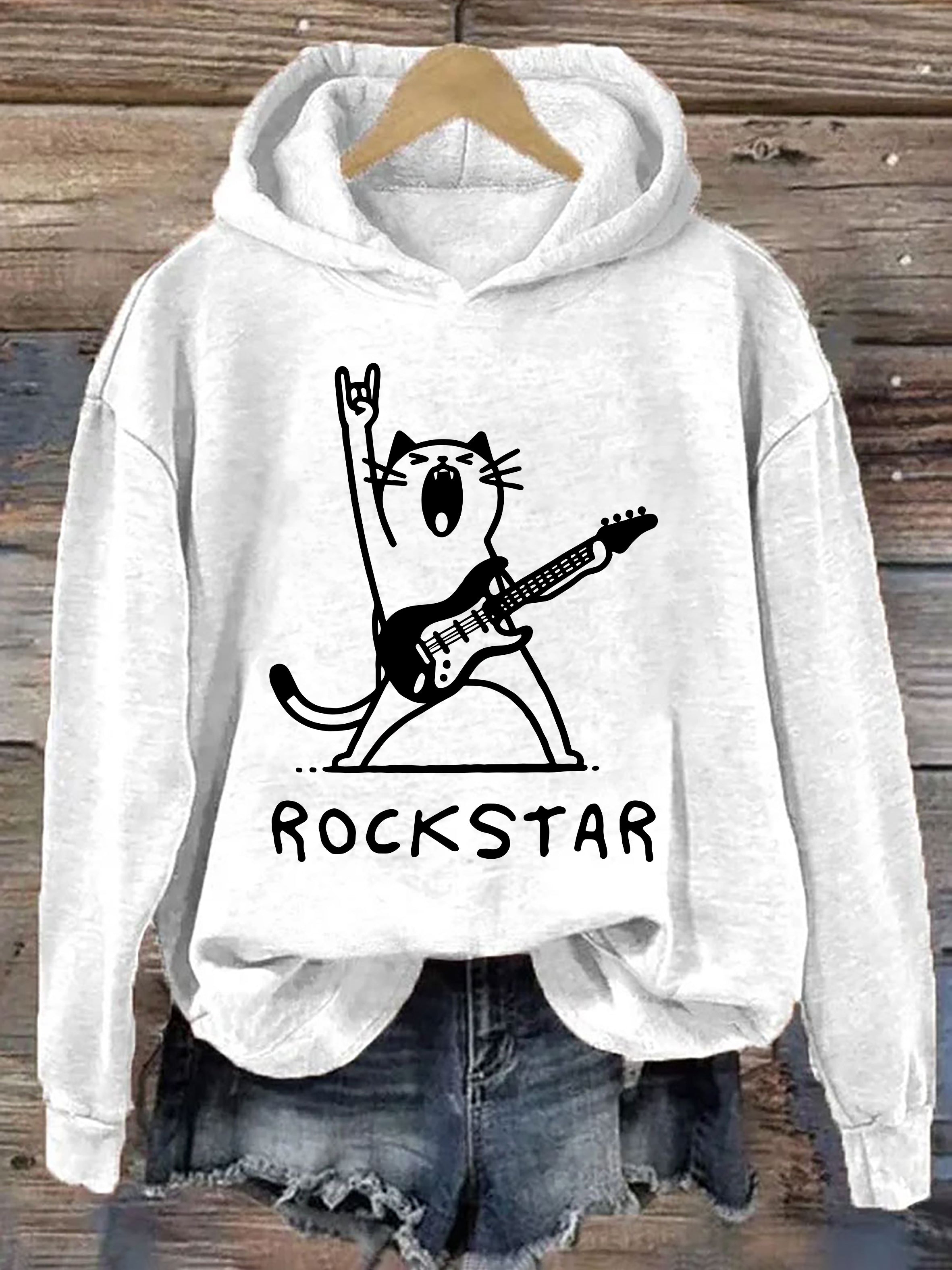 Rock And Roll Cat Hoodie