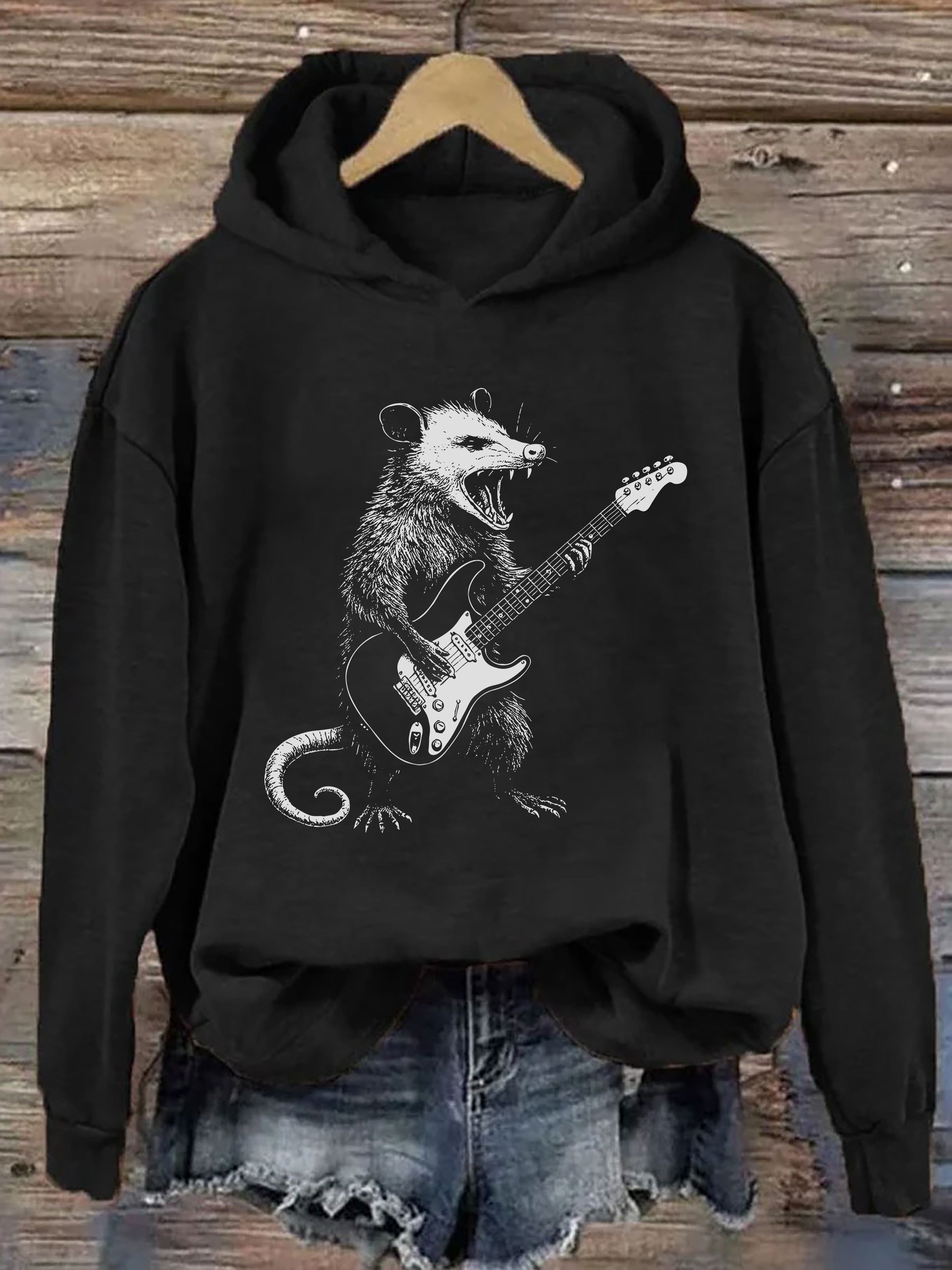 Possum Playing Guitar Hoodie