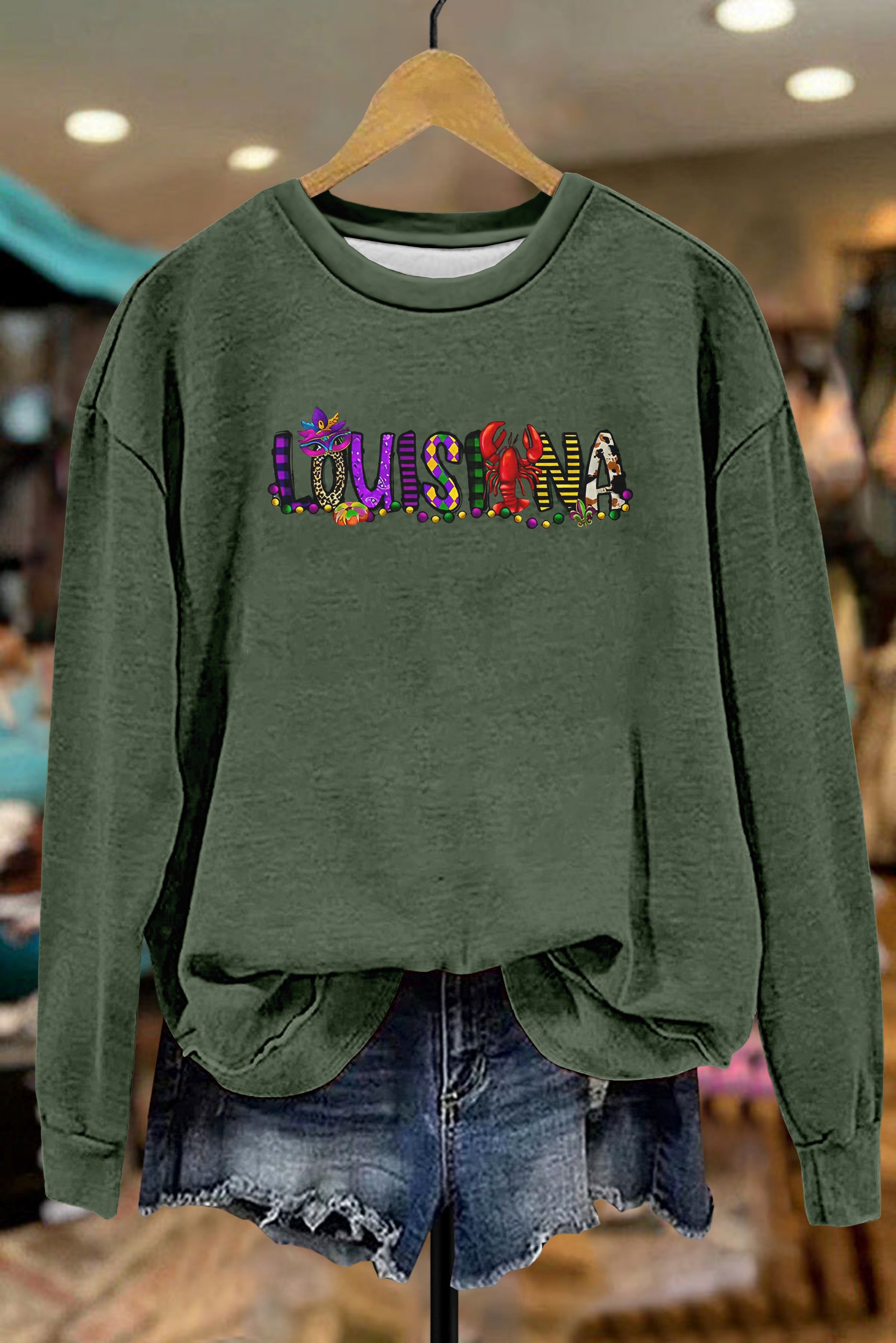 Louisiana Print Mardi Gras Sweatshirt